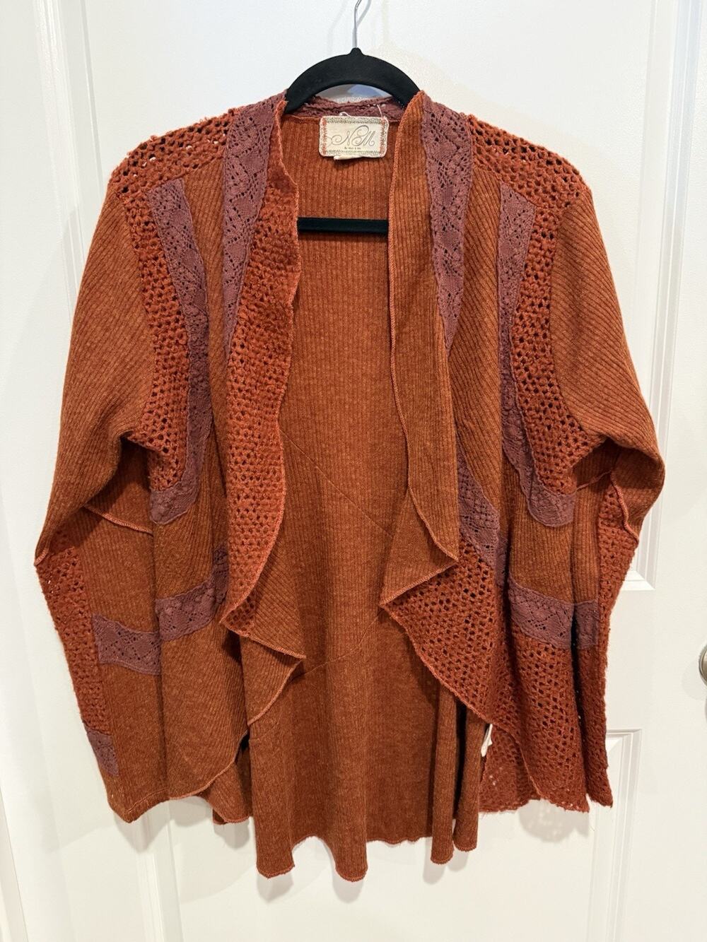 Nick & Mo Cardigan Women XL Patchwork Open Front Boho Forest Fairy Grunge Hippie